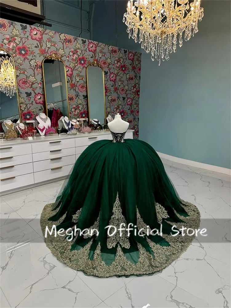 Robe De bal Quinceanera scintillante personnalisée, avec des Appliques en dentelle dorée, douce 15 robes, bretelles Spaghetti, perles, 15 ans