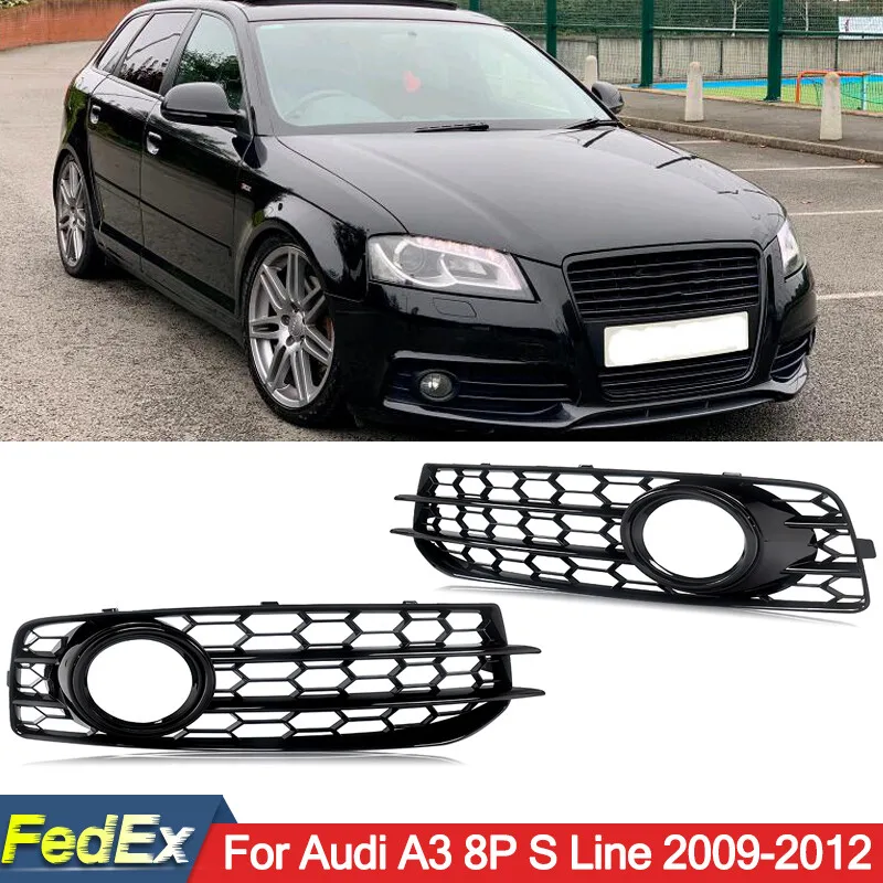 

Front Foglight Cover Case For Audi A3 8P Sport S Line 2009 2010 2011 2012 Front Fog Light Lamp Grille Cover Bezel Gloss Black