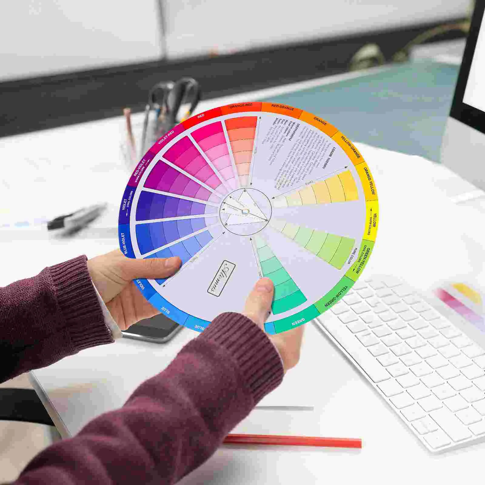 Color Wheel Tool For Watercolor Painting Board Chart Color Learning Card Art Supplies Mixed Tool Colour Guide Wheel Rotation