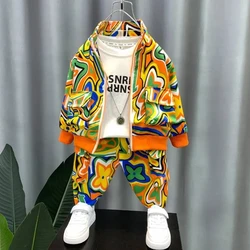 Kinder bekleidung Set Frühling und Herbst Mode 2024 Jungen Baby Jacke Hosen Kinder modische lässige zweiteilige Set