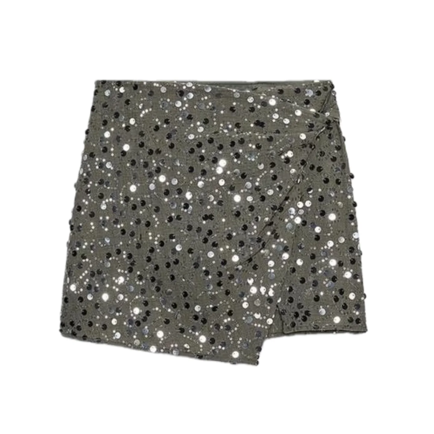 

Faionable Bead Embellied Asymmetrical Skirt High Waist A-Line New Winter Women's Clothing Trendy f Body Skirt