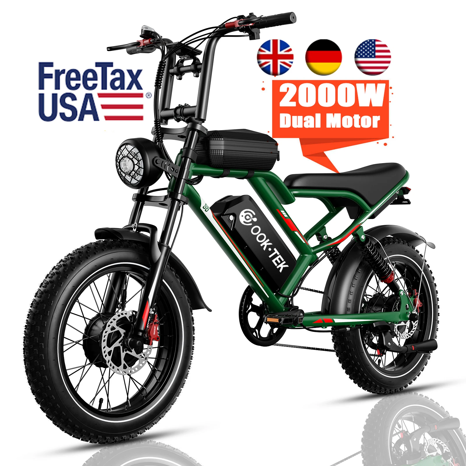 

STLF EU US Hot Sell 20 Inch Electric Bicycle 250wW 1000W 2000W 48V 15AH 20AH Ebike Mountain Full Suspension Fat Tire E Bike