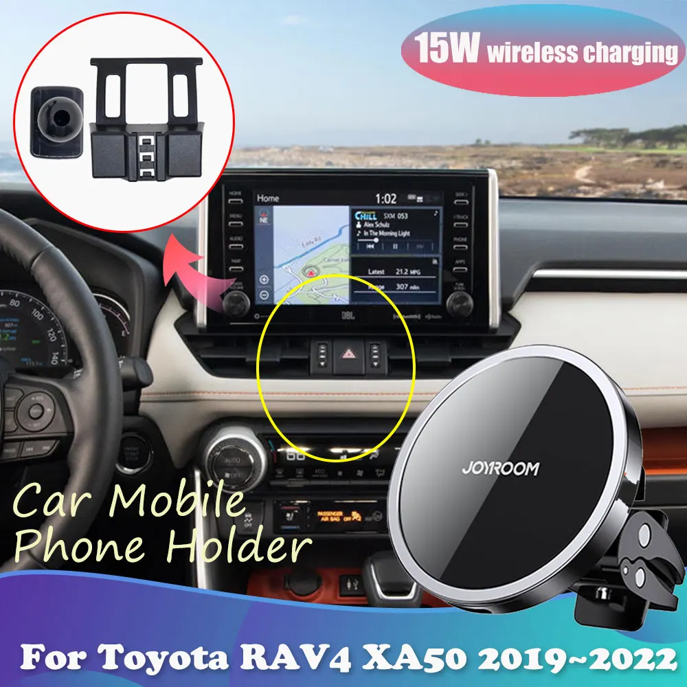 

15W Car Phone Holder for Toyota RAV4 XA50 LE AWD 2019~2022 2020 2021 Magnetic Stand Wireless Charging Support Sticker Accessorie