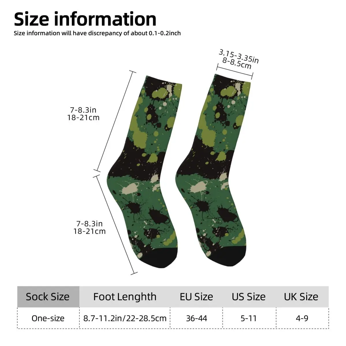 Szczęśliwe skarpetki męskie Green Splatter Vintage Harajuku Neon Splatter Hip Hop Seamless Pattern Crew Crazy Sock Gift Printed