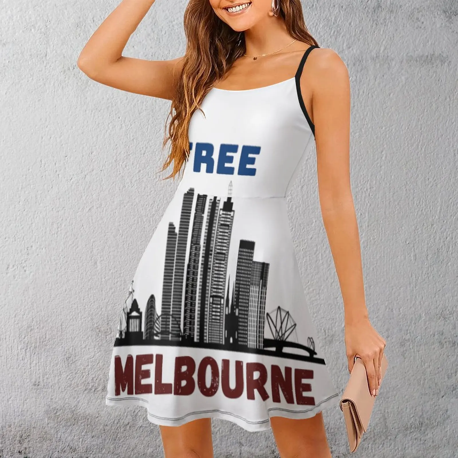 

Экзотическое БЕСПЛАТНО MELBOURNE женское платье на бретельках с графическим рисунком, женское платье, забавное коктейльное платье