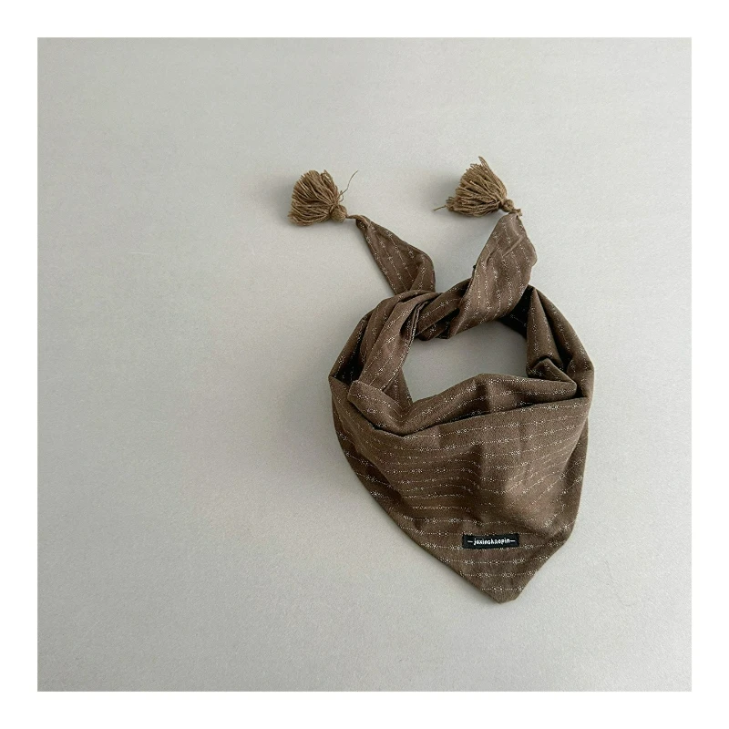 وشاح مثلث فني عتيق مع شرابات زهرية للأطفال، مقاوم للرياح لتدفئة الرقبة للأولاد والبنات، متعدد الاستخدامات #6