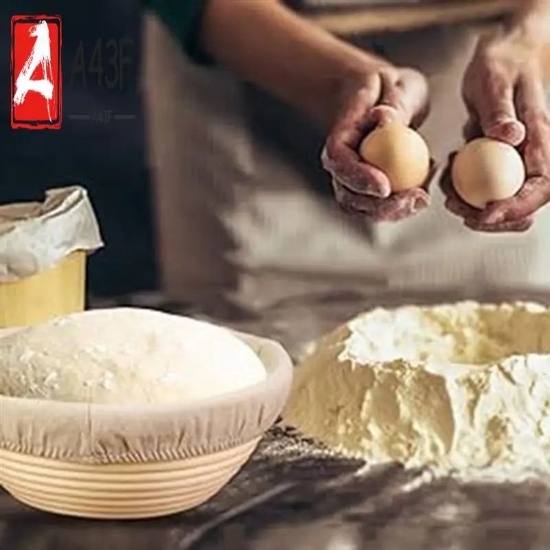 

A43F-2PCS Bread Proofing Basket Cloth Cover Combination Baking Bowl For Sourdough Fermentation