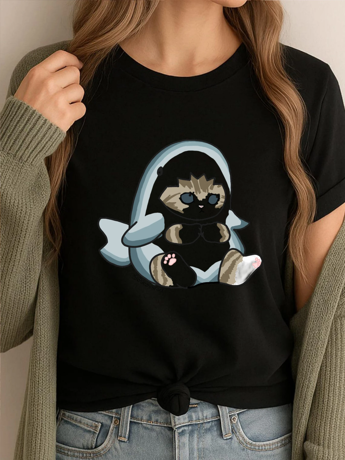 

Костюм котенка акулы, футболки с 3d принтом, женские футболки с рисунком Camisetas De Hombre, женская удобная футболка