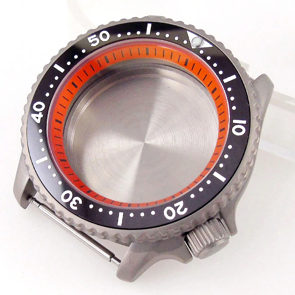 tandorio Neues 41 mm SKX Titan-Uhrengehäuse für NH34 NH35 NH36 NH37 NH70 NH72 3.8 Crown Orange Chapter Ring 120 Click Lünette Saphir 3
