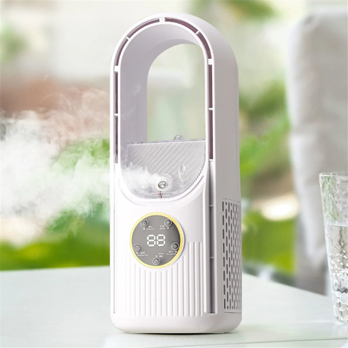 Portable Cooler Fan-Portable Conditioner USB Leafless Fan Household Dormitory Office Desktop Humidification Electric Fan