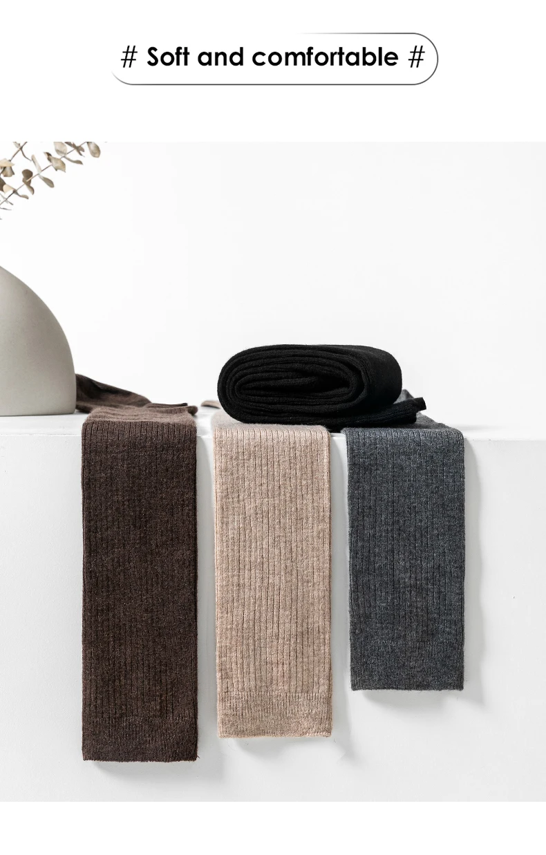 Wollmischung, 60 cm lange Strümpfe für Damen, gestrickte lange Socken, Baumwolle, gerippt, für den Winter, warme hohe Socken für zu Hause, 1 Paar, weich, für den Urlaub – Detail 13