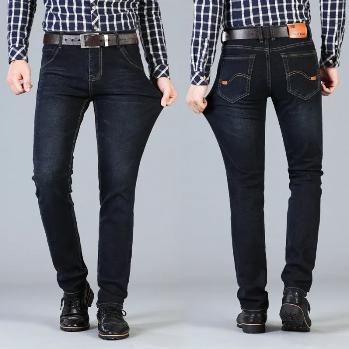 KUBRO, pantalones vaqueros holgados de talla grande para hombre, banda elástica, pantalones sueltos de cintura alta de gran tamaño, pantalones vaqueros negros sueltos para marido