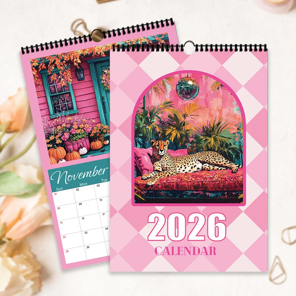 

1pc Vintage Animal Wall Calendar-Eclectic Art Theme, 12 Different Designs, Suitable for Art Enthusiasts, Halloween Gifting