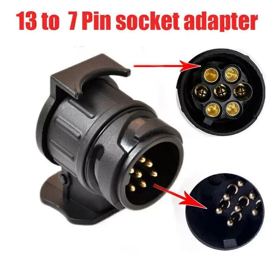 Adaptador de Remolque de 13 Pines a 7 Pines, Conector de Enchufe para Remolque, Caravana, Camión, Barra de Remolque, Adaptador de Enchufe para Automóvil, 12V, Impermeable, Convertidor de Enchufe Eléctrico