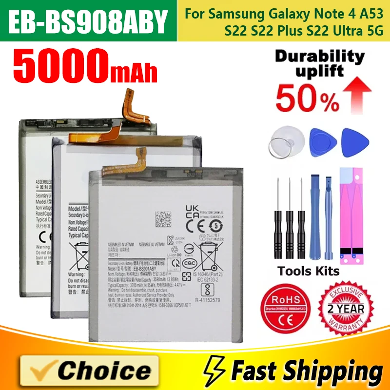 

EB-BS906ABY/EB-BS908ABY,Brand New Replacement Phone Lithium Battery+Tool,For Samsung Galaxy Note 4 A53 S22 S22 Plus S22 Ultra 5G