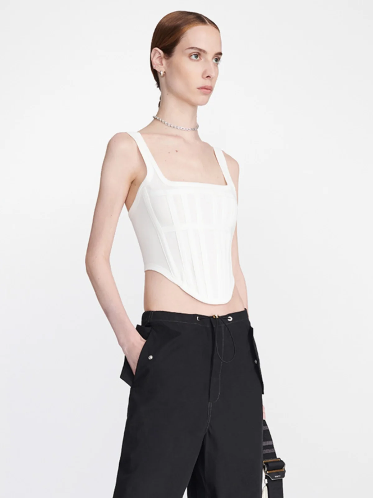 Colete Clássico Fibone, Top Sem Mangas, Cintura Modeladora, Sexy, em Duas Cores, Algodão e Spandex