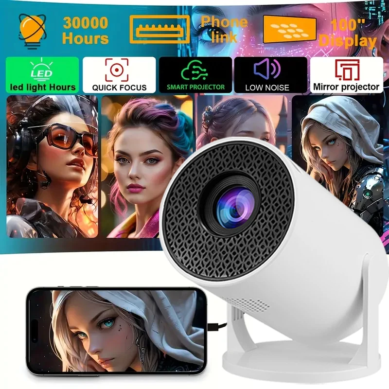 

M5 Portable Mini Projector -Wired Screen,Home Theater LED Projector, Built-in Speakers, Holiday Gift,Glow Party Supplies