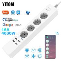 Smart Power Strip Wifi 4 EU Outlets Plug  4 USB Charging Port Timing App Voice Control Work with Alexa Google Home Assistant