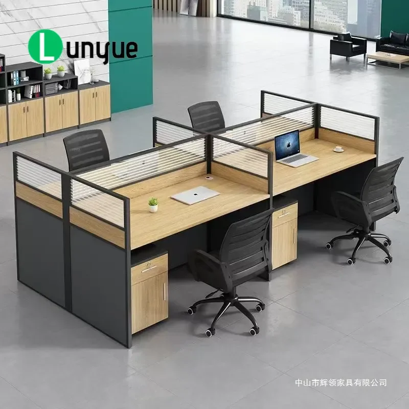 Simple Staff Office Computer Desk with Chair and Partition Screen Financial Workstation Combo for Modern Workspace Efficient