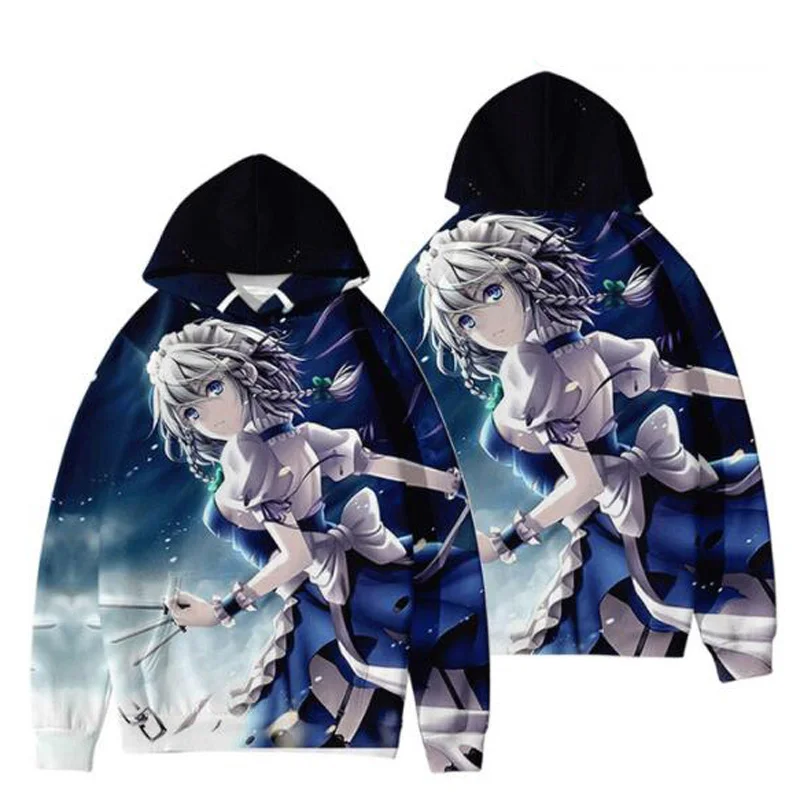 Anime Touhou Project Boys/girls Hoodies Sweatshirts Cirno Remilia Scarlet Flandre Scarlet Cosplay Pullover Hooded Kids Outerwear