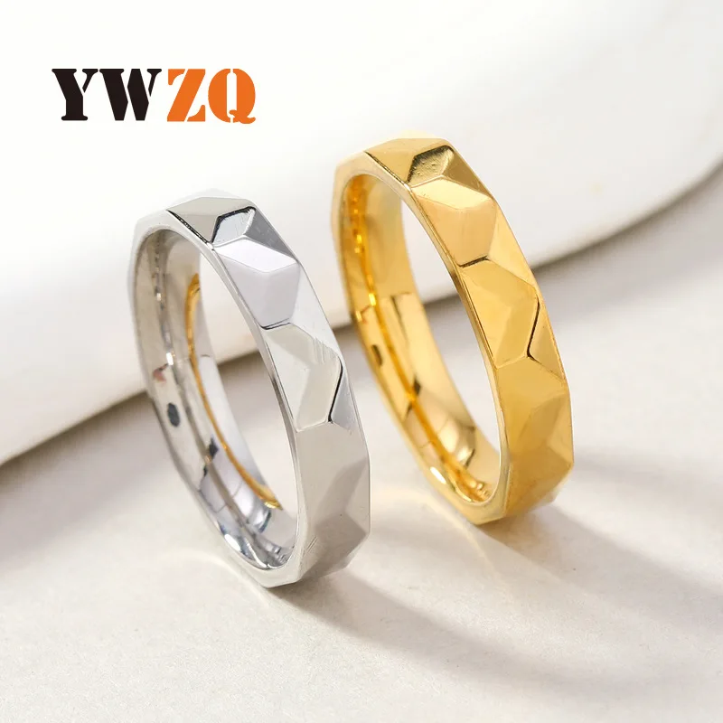 Fashion New Couple Ring men's And women's 6mm Ground Wave Diamond Multifaceted Plain Ring Stainless Steel Jewelry Wholesale