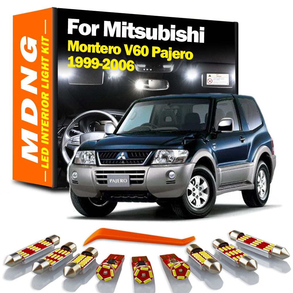 MDNG 16Pcs Canbus LED Interior Light Kit For Mitsubishi Montero V60 Pajero 1999-2004 2005 2006 Map Dome Trunk License Plate Lamp