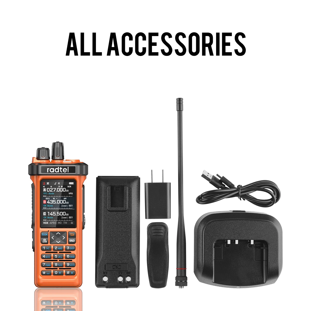 Radtel RT-950 Pro Orange GPS APRS Walkie Talkie  10W Bluetooth Phone Programming Ham Radio AM/FM/CB Receiver with  Tri Standby