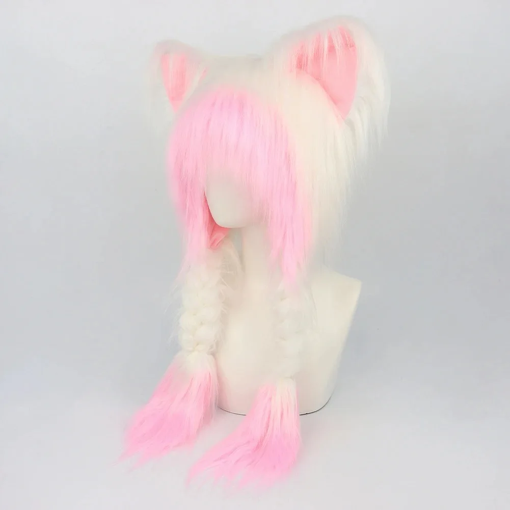 

Anime Cute Cat Ear Cap y2k Anime Cosplay Surrounding Ear Cap Autumn Winter Versatile Long Plush Warm Cap
