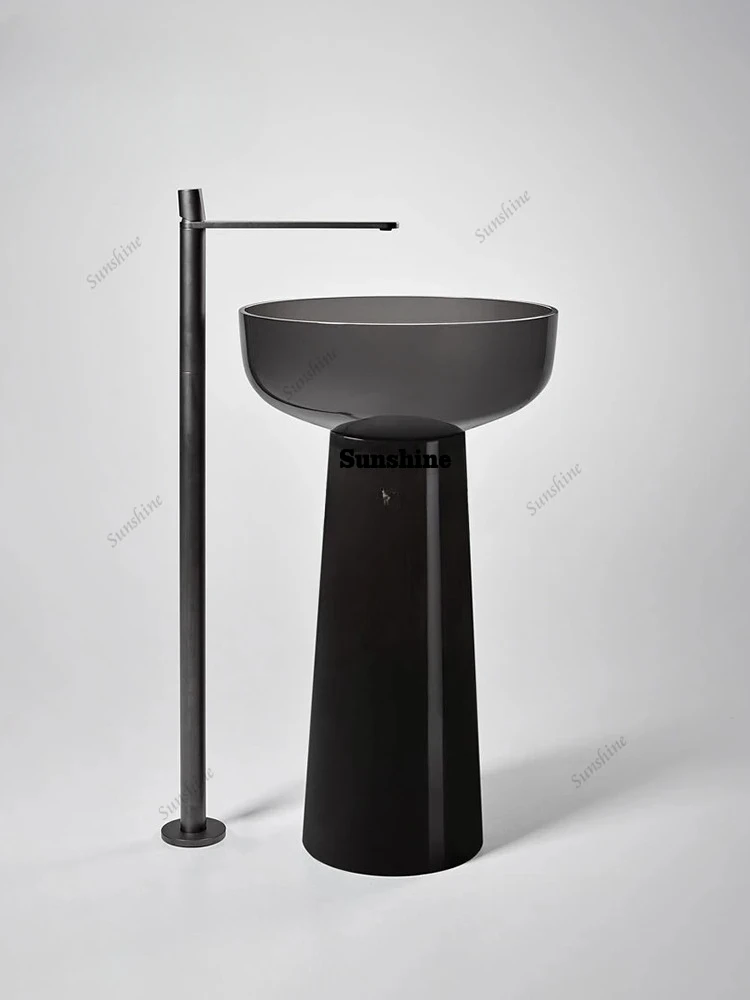 yj5Resin Pedestal Basin Hotel Toilet Color round Integrated Floor Wash Basin