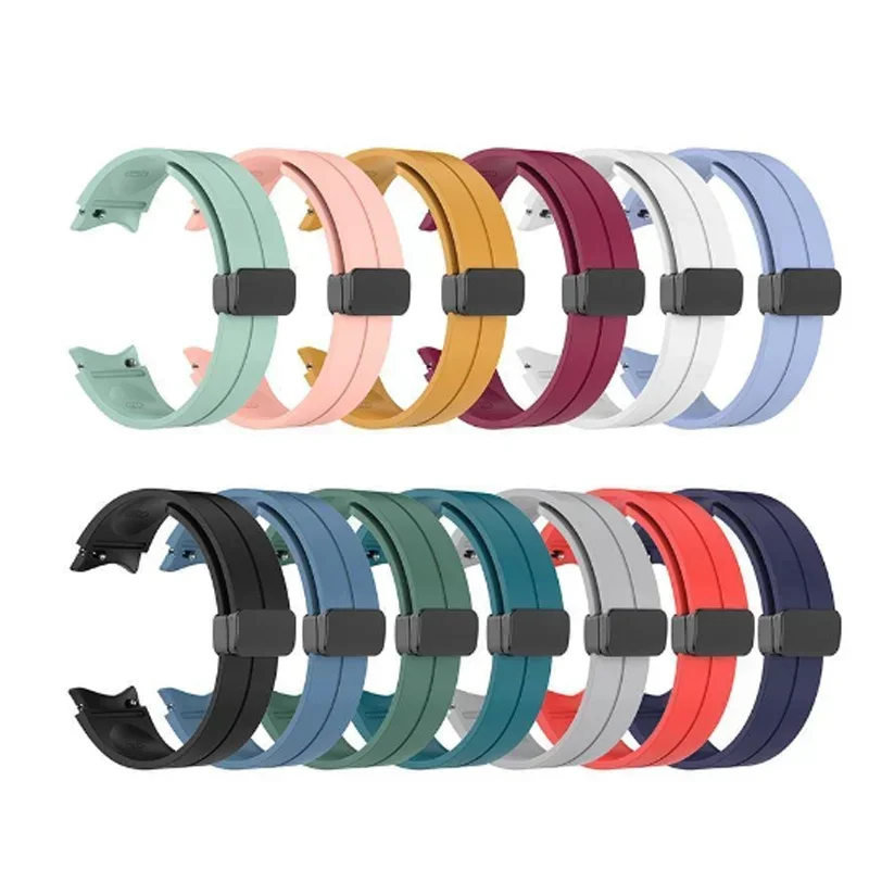 Pulseira magnética para samsung galaxy watch 7 6 5 4 44mm 40mm/5 pro 45mm silicone 20mm pulseira de relógio galaxy 6 clássico 43 47mm