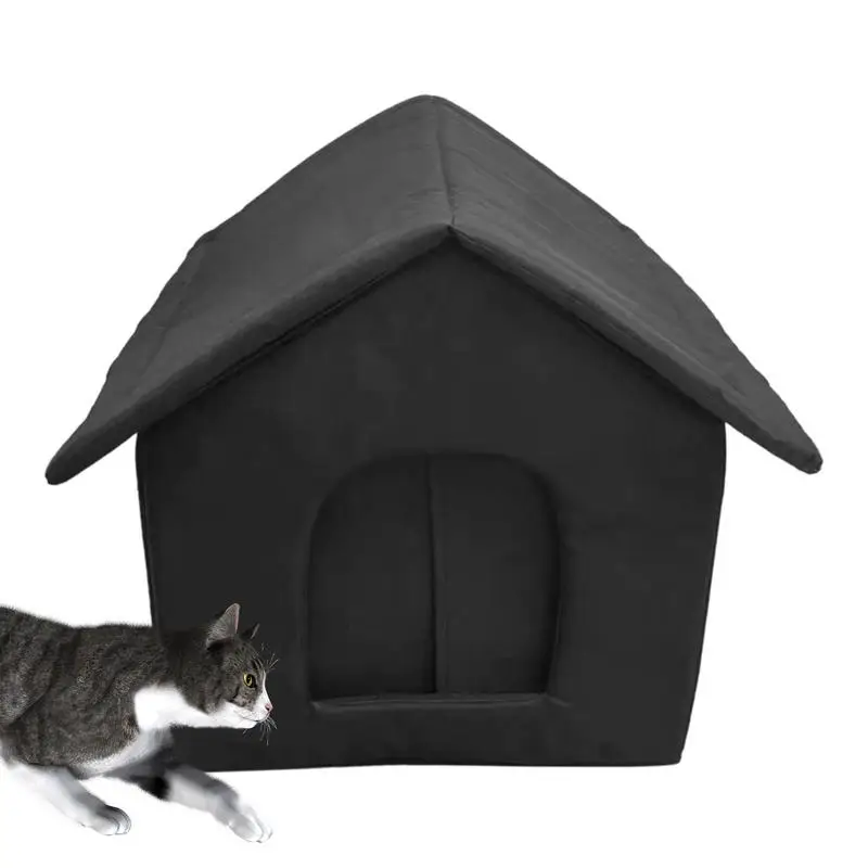 Outdoor Feral Cat House Warm Waterproof Cold-Proof Kennel Cat Shelters Pet Supplies Oxford Cloth Feral Cat House Windproof For