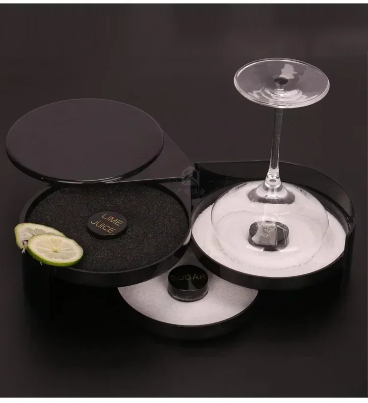 Salt Sticking Device Bartender seasoning three-layer plastic salt edge bar seasoning box sugar edge box Margarita cocktail box