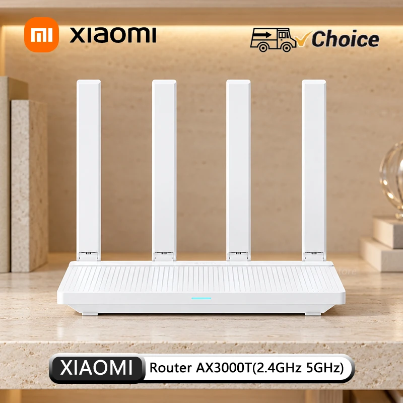 Xiaomi Router AX3000T WiFi 6 2.4GHz 574Mbps 5GHz 2402Mbps 4 Gigabit Adaptive WAN LAN Ports IPTV NFC Mesh 256MB Memory 160MHz CN