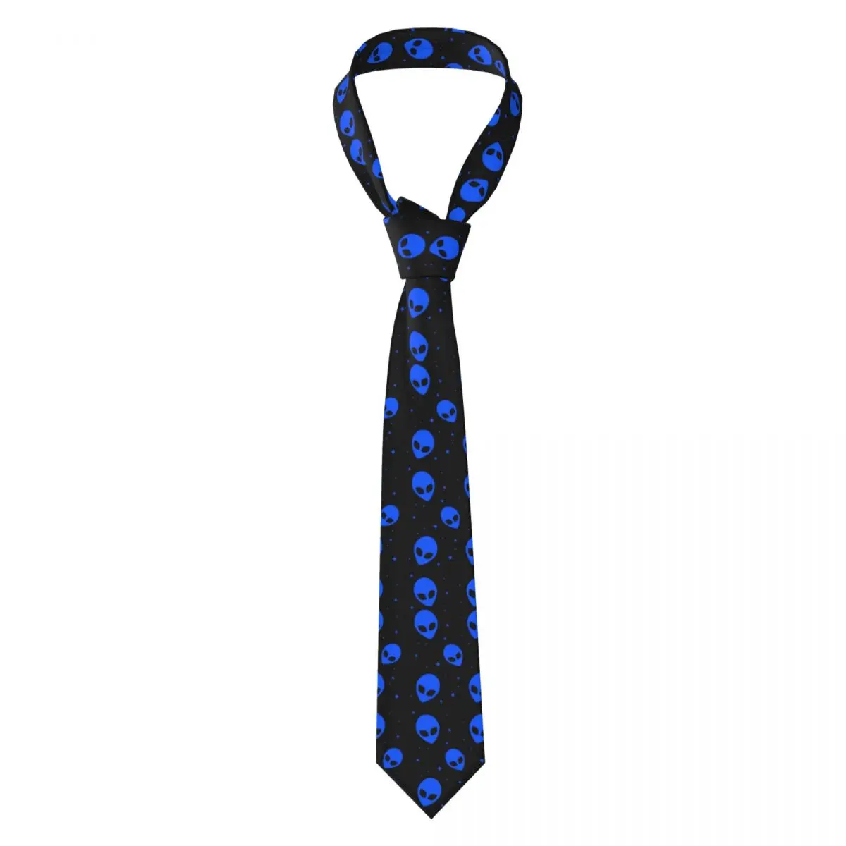 Custom Mens Blue And Black Sci Fi Alien Pattern Neck Ties Fashion Tie For Business