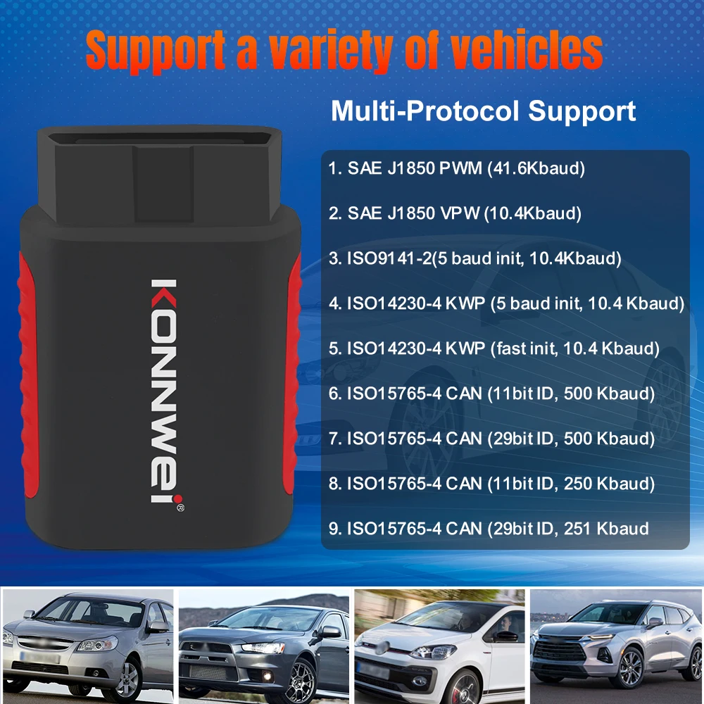 2026 KONNWEI KDIAG Sistema Completo OBD2 Auto Scanner Reinicializa SAS EPB Serviço ECU Programador Bluetooth OBD Ferramenta de Diagnóstico de Carro Pk kdiag