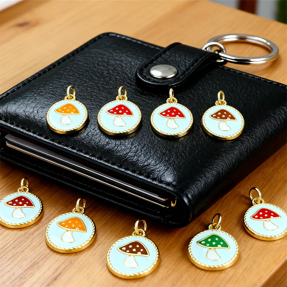 4 قطعة المعلقات النحاس المينا الفطر السحر زركون DIY بها بنفسك مجوهرات قلادة سوار صنع ارتداء اليومي اكسسوارات غير رسمية #1