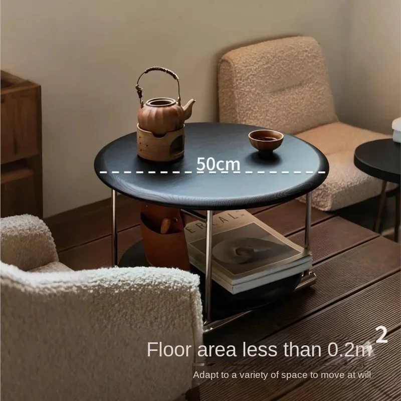 MOMO Medieval Solid Wood Bauhaus Floating Window Sill Small Table Tatami Tea Room Balcony Bedroom Home Sitting Low Round Table