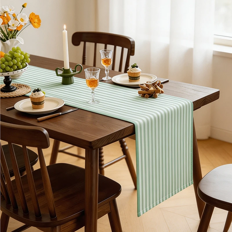French striped thickened imitation linen fabric home dining table decoration long table flag in multiple sizes