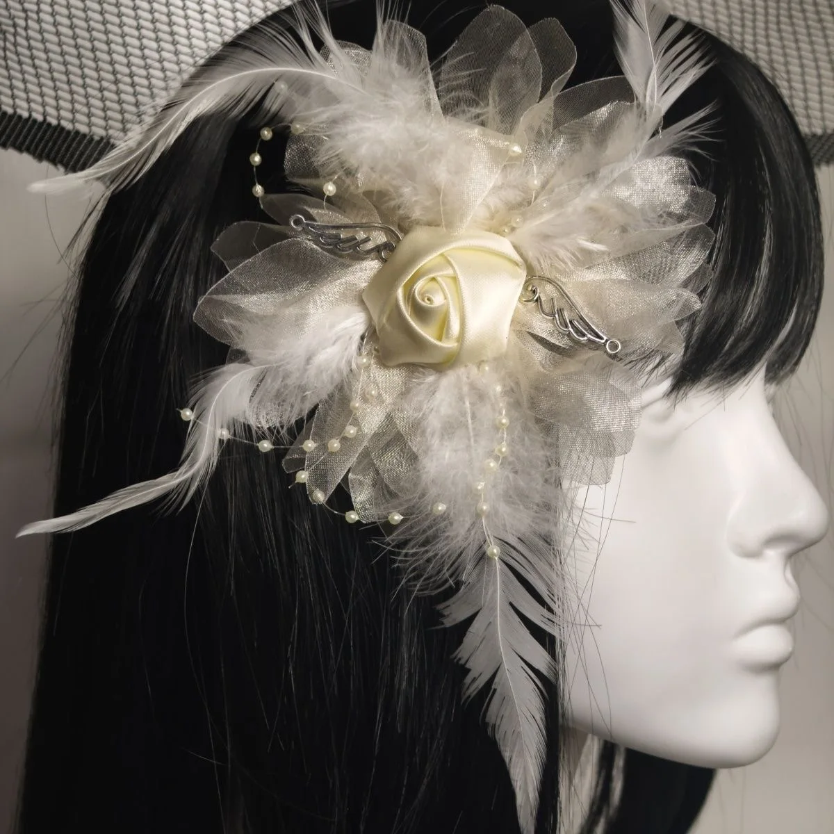 Women's Fashion Flower Feather Bead Corsage Hair Clip Bridal Headwear Brooch Pin Brida Barrettes Lolita Hair Accessories Jewelry