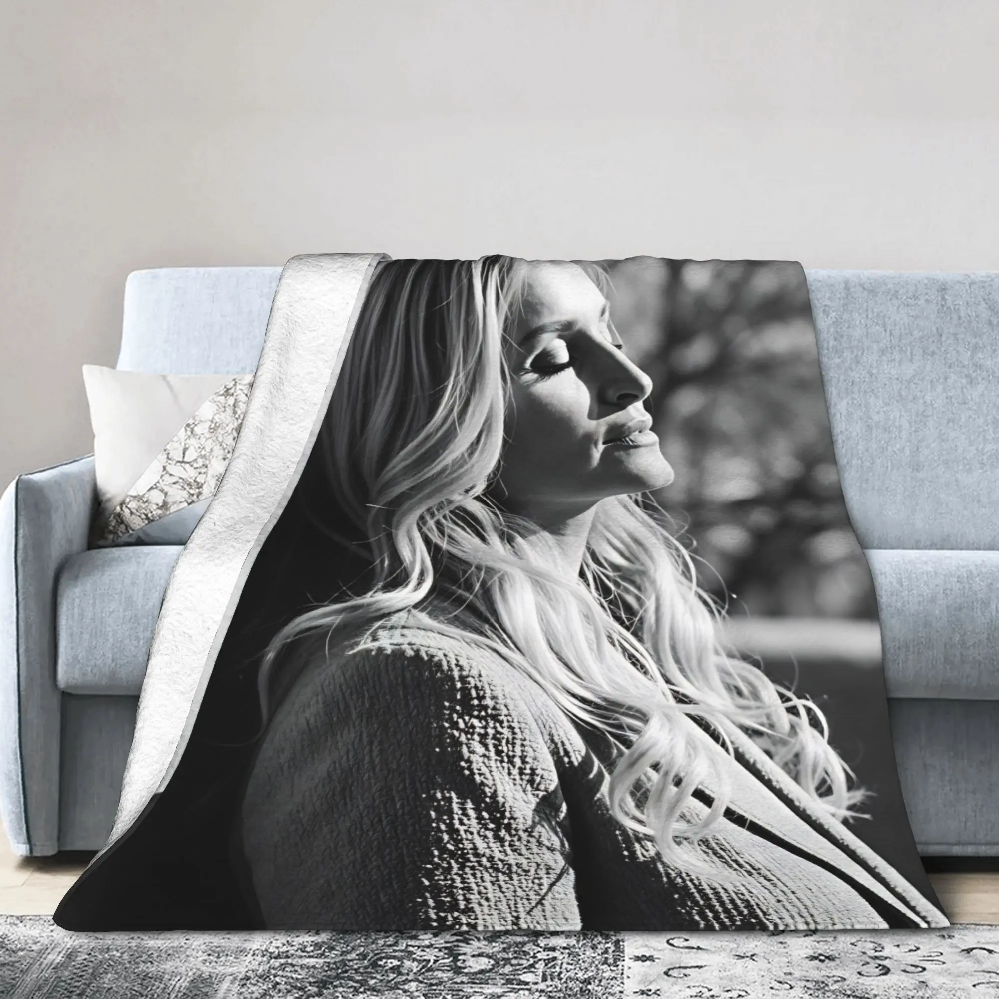 Singer Dalida Blanket Spring  Warm Cozy Throw Blanket For Kids Adults Couch Chair Flannel Bedspread Bed Cover