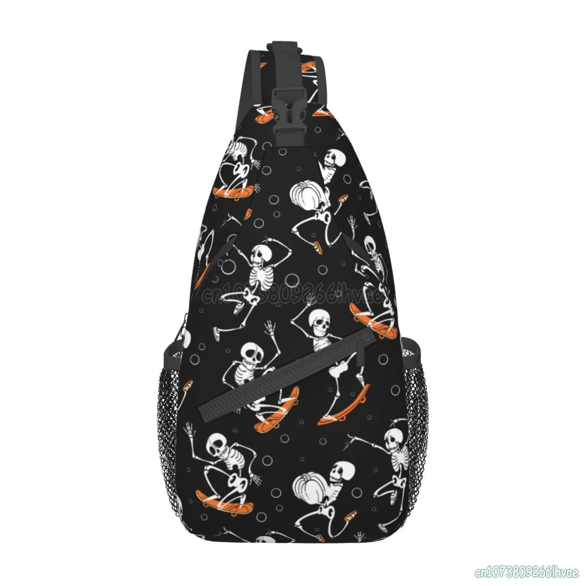 Funny Skateboard Skull Party Sling Backpack Unisex Fashion Casual Chest Bags Soft Crossbody Daypack for Travel Hiking Camping