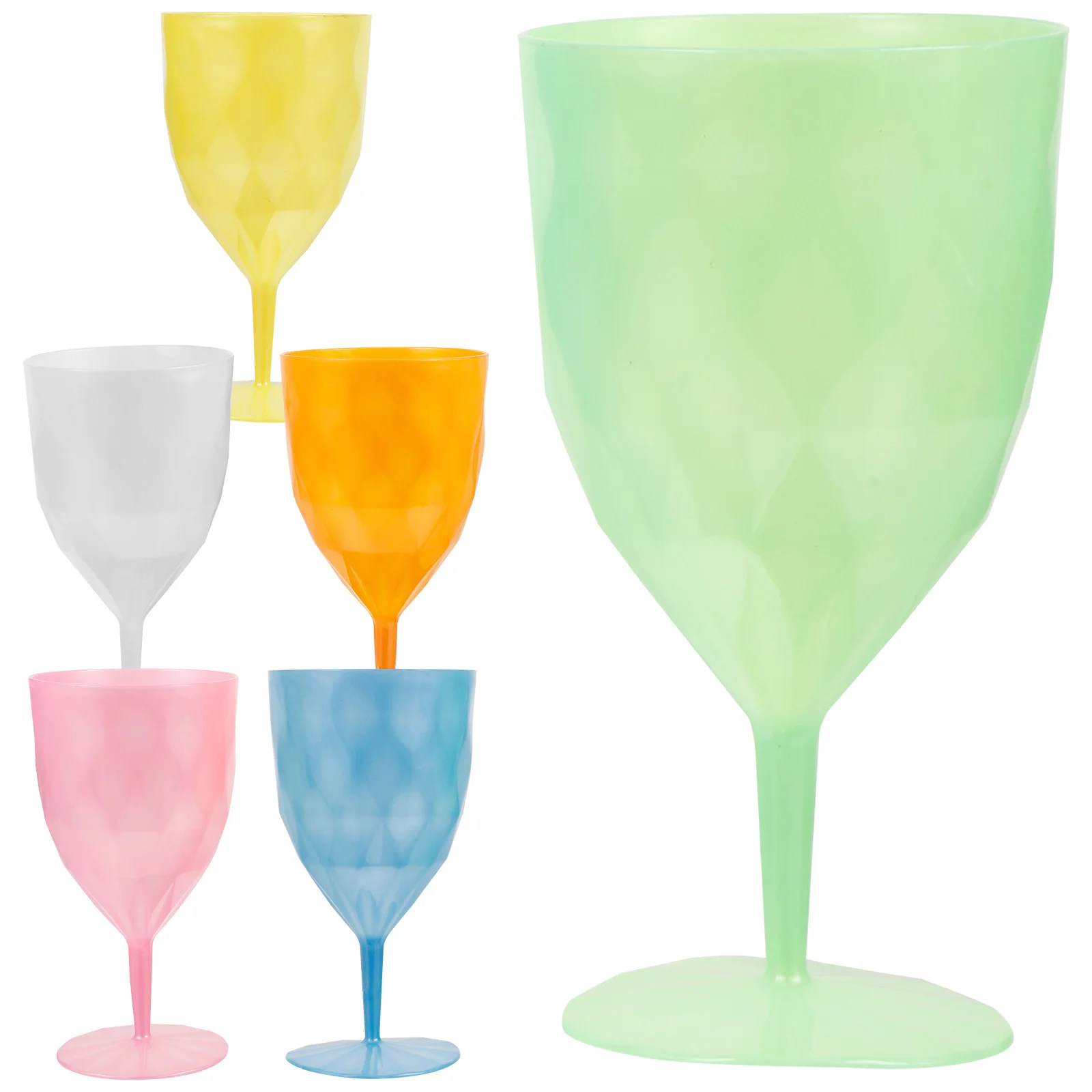 

6Pcs Colored Plastic Wine Glasses Party Cocktail Goblets Reusable Multi-Use Juice Cups for Events Plastic Goblet