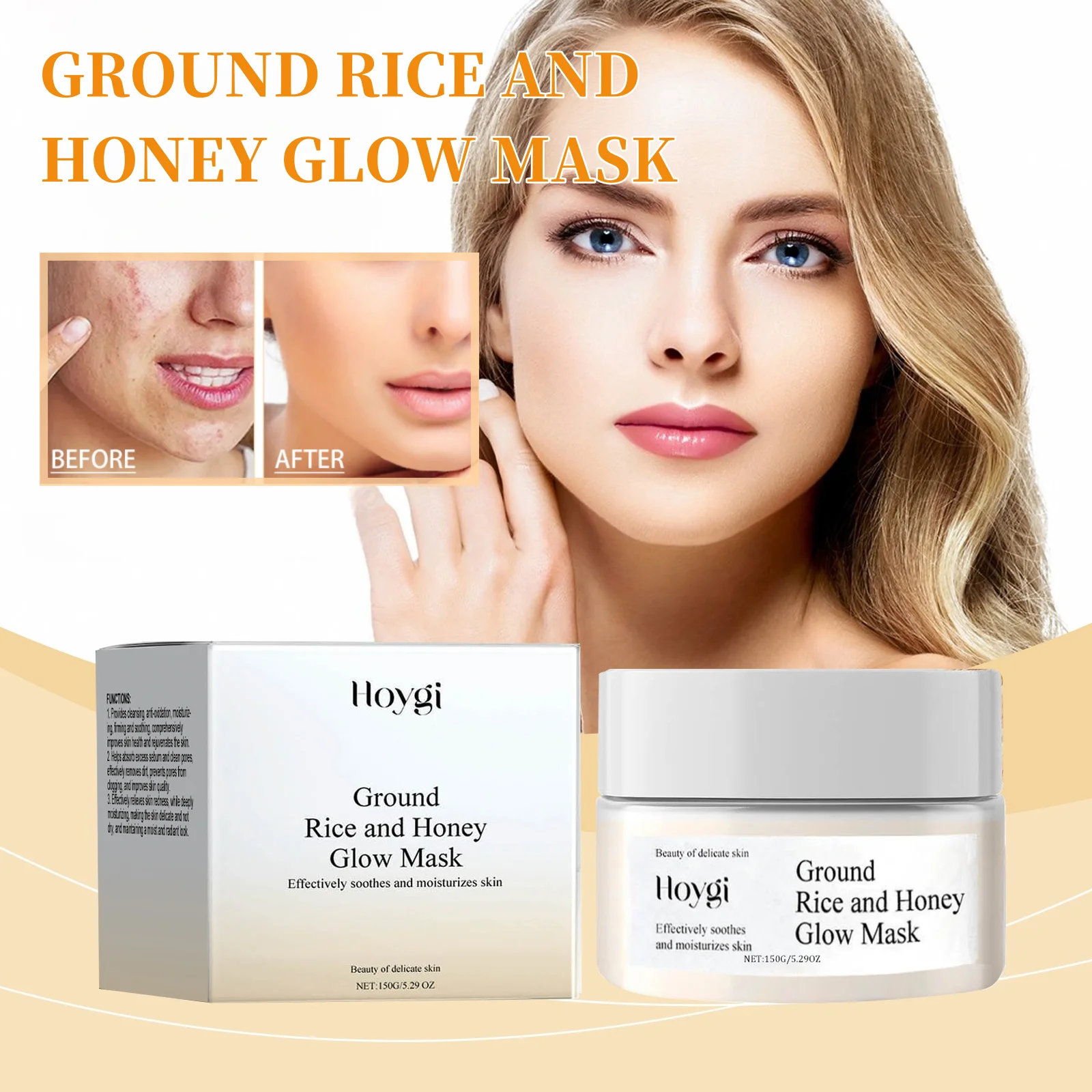 

Hoygi Honey & Rice Water Mud Mask Hydrating & Nourishing Gentle Cleansing Facial Mask Soft Smooth Skin firming Non-Drying