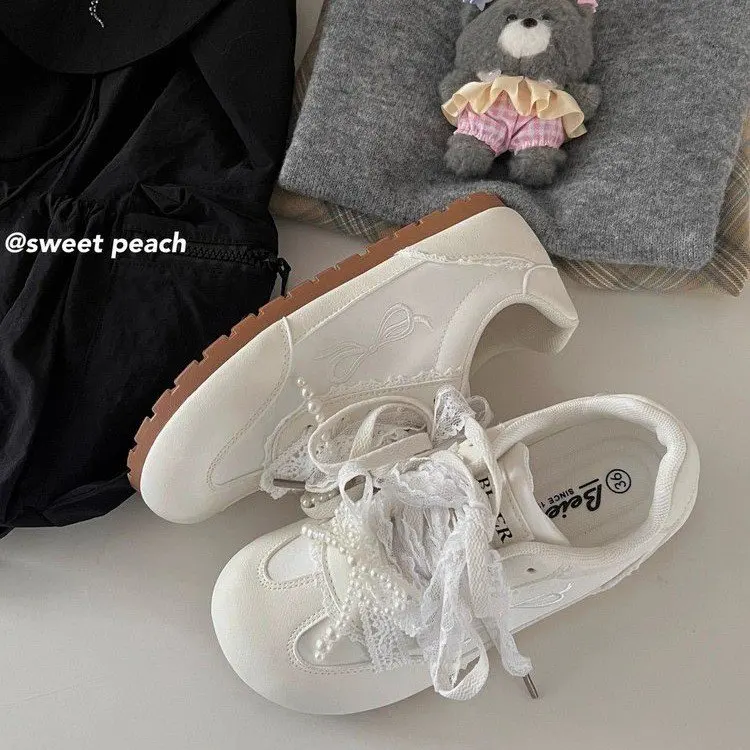 أحذية نسائية على طراز الباليه، أحذية رياضية منخفضة الارتفاع ذات نعل مطاطي مريح وقابل للتنفس، أحذية بيضاء متعددة الاستخدامات، ... #3