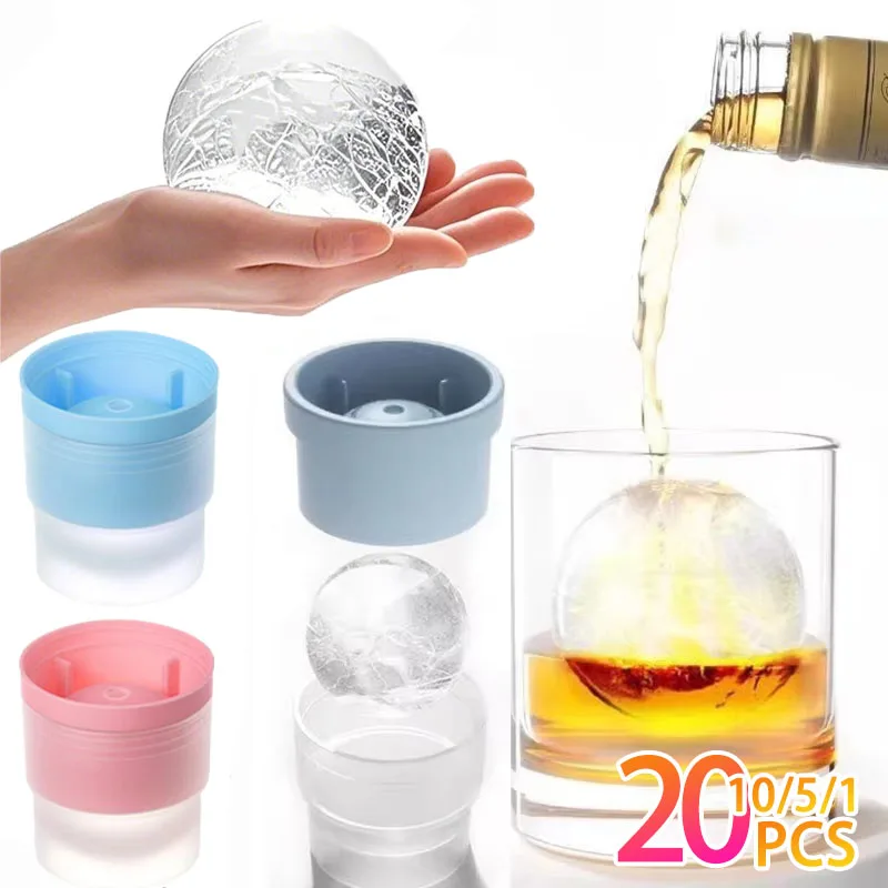 

1-20PCS Large Ice Ball Maker Multi Purpose Silicone Whiskey Freeze Round Ice Mold for Cocktail Home Bar Accessories