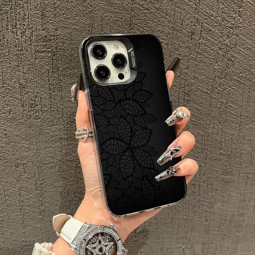 

Black flowers Phone Case case for iPhone17 16 15 14 13 12 11 Pro/ Max/Plus shock-proof rear cover anti-fingerprint