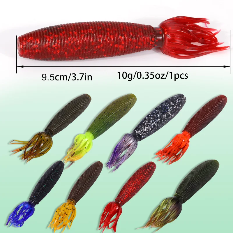 Sougayilang 5 pçs isca macia 10g 95mm nadar isca de pesca de água salgada/água doce isca de pesca baixo pique aritificial silicone isca