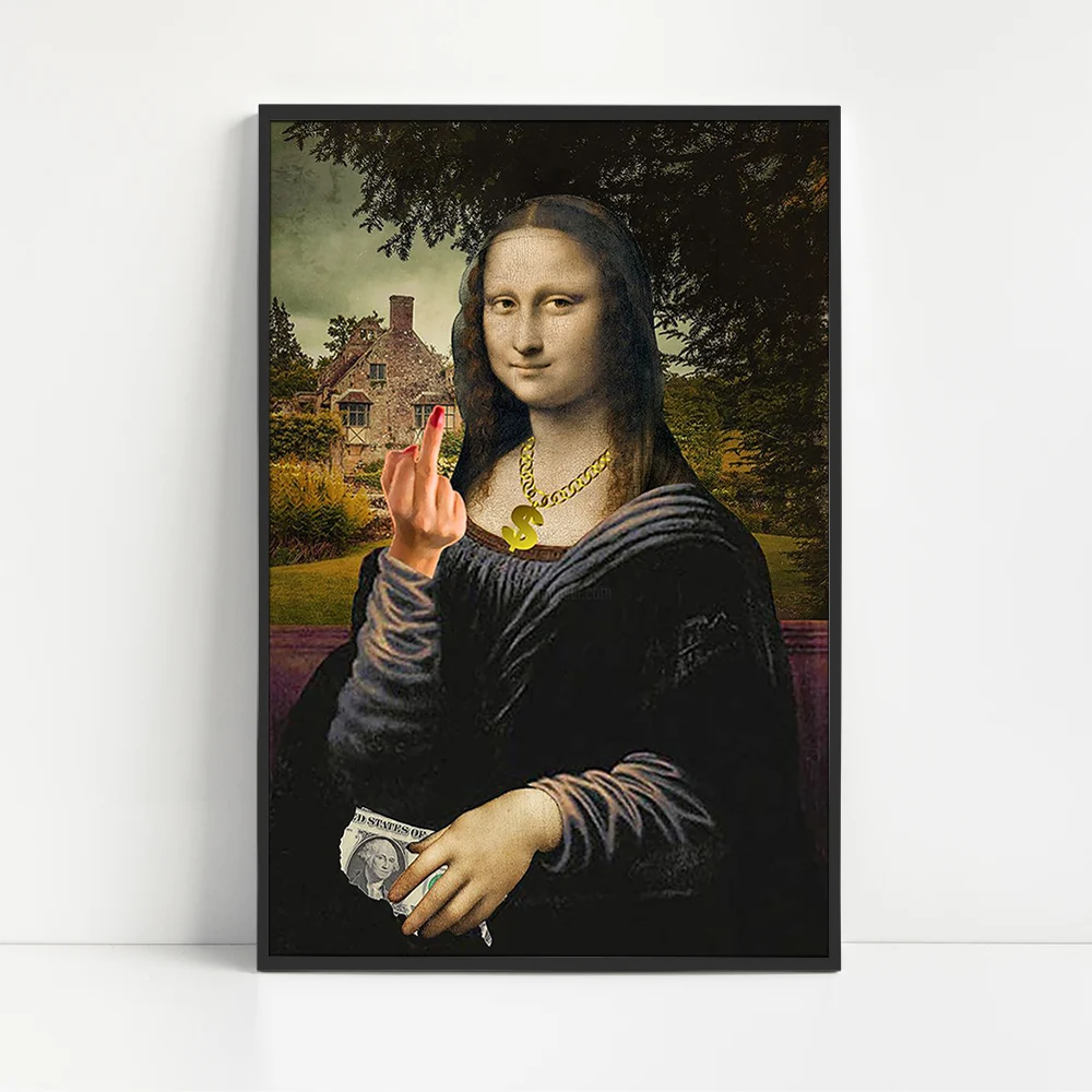 

Funny Posters & Prints Cool Mona Lisa Canvas Painting Room Decor Items Wall Art Picture Illustration