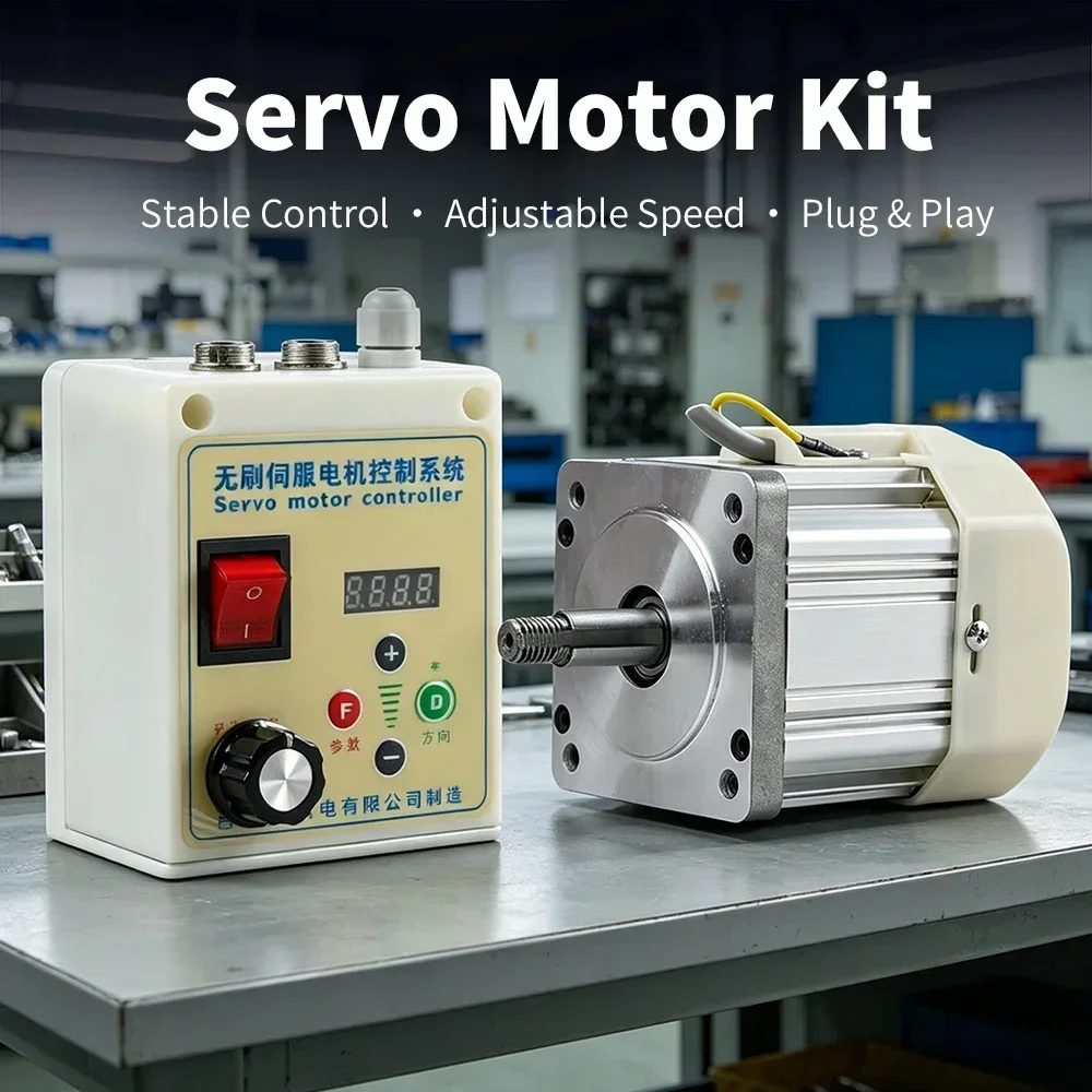Image of Bürstenloser Servomotor-Controller-Kit mit Motor, Einstellbarem Geschwindigkeitsregler, Hochpräzisem Steuerungssystem für CNC & Automation