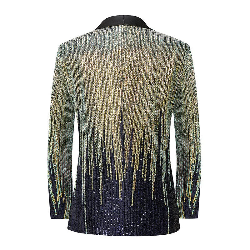 Glitter Sequins Shawl Collar Suit Jacket Male Singer Host Stage Performance Tuxedo Blazer Bar Concert Party Formal Blazers